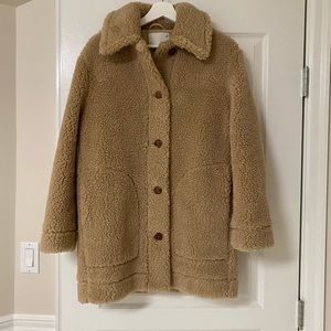 Aritzia Wilfred Free Teddy Long Jacket. BNWT. Size XS. Camel colour
